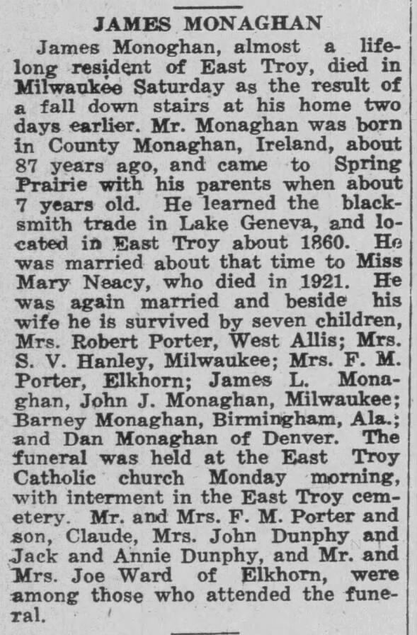 James Monaghan Obituary